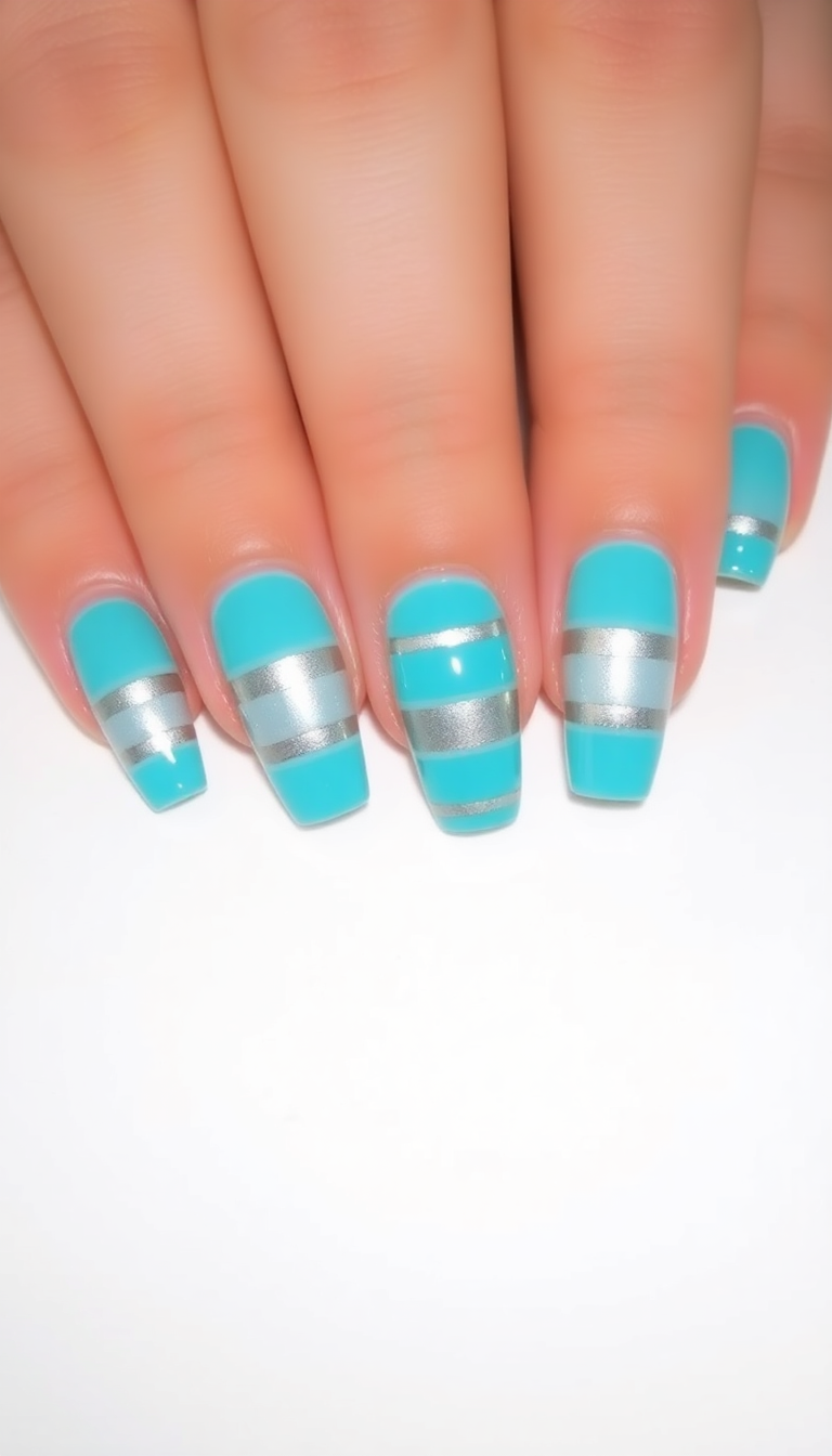 6. Turquoise and Silver Stripes