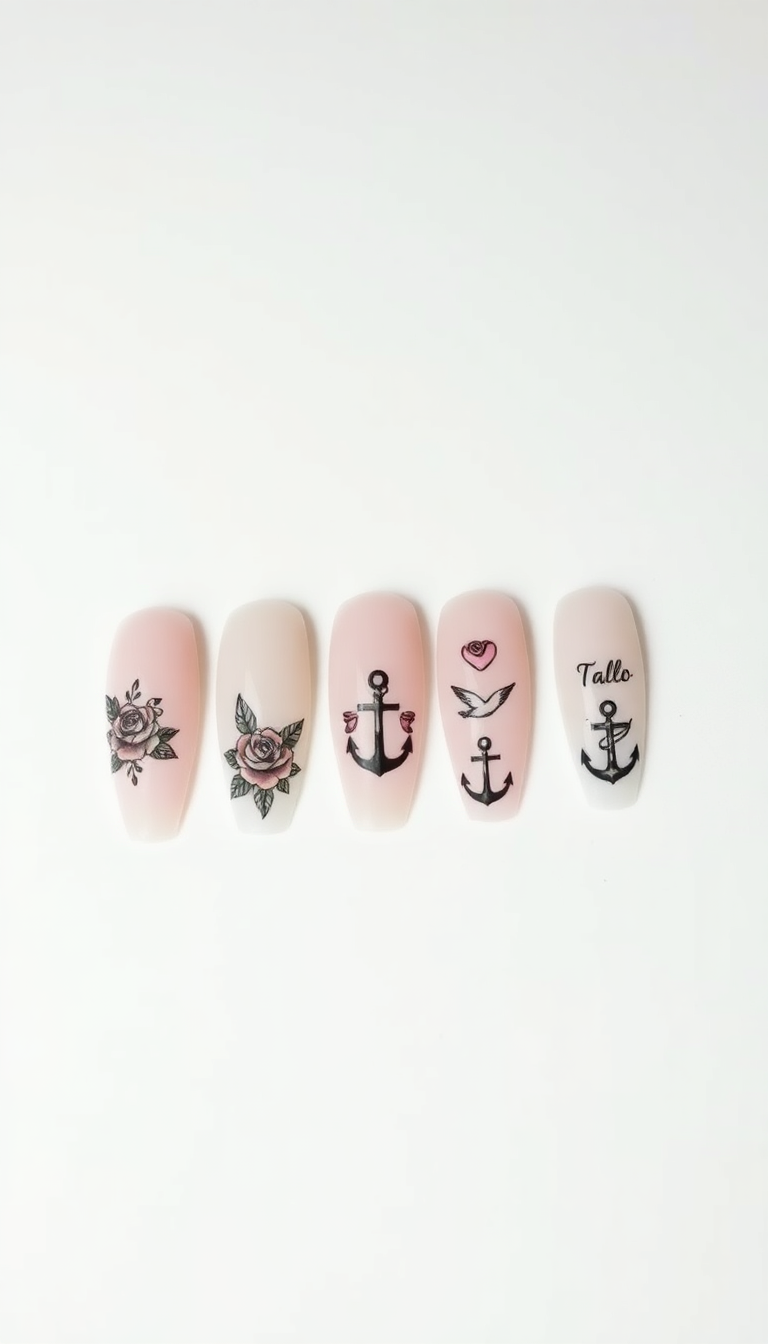 6. Vintage Style Nails Tattoo