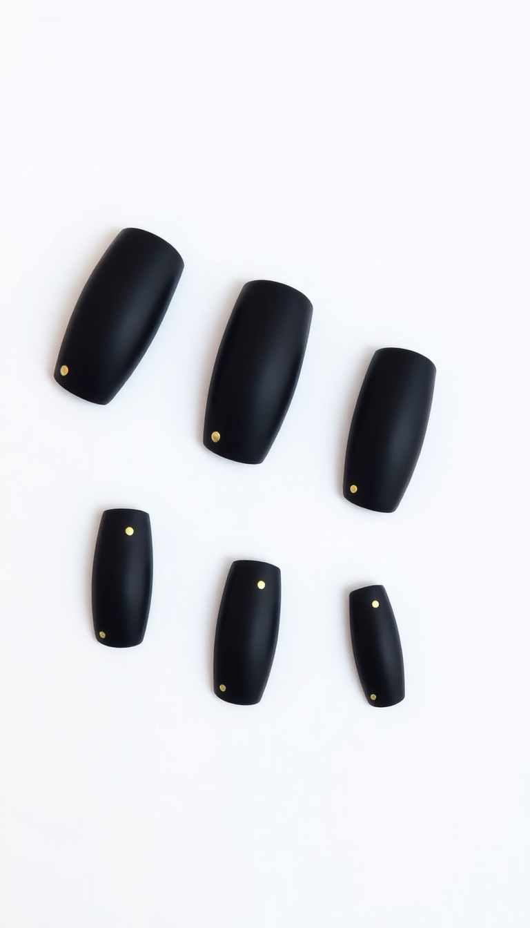 8. Chic Matte Black with Golden Dots