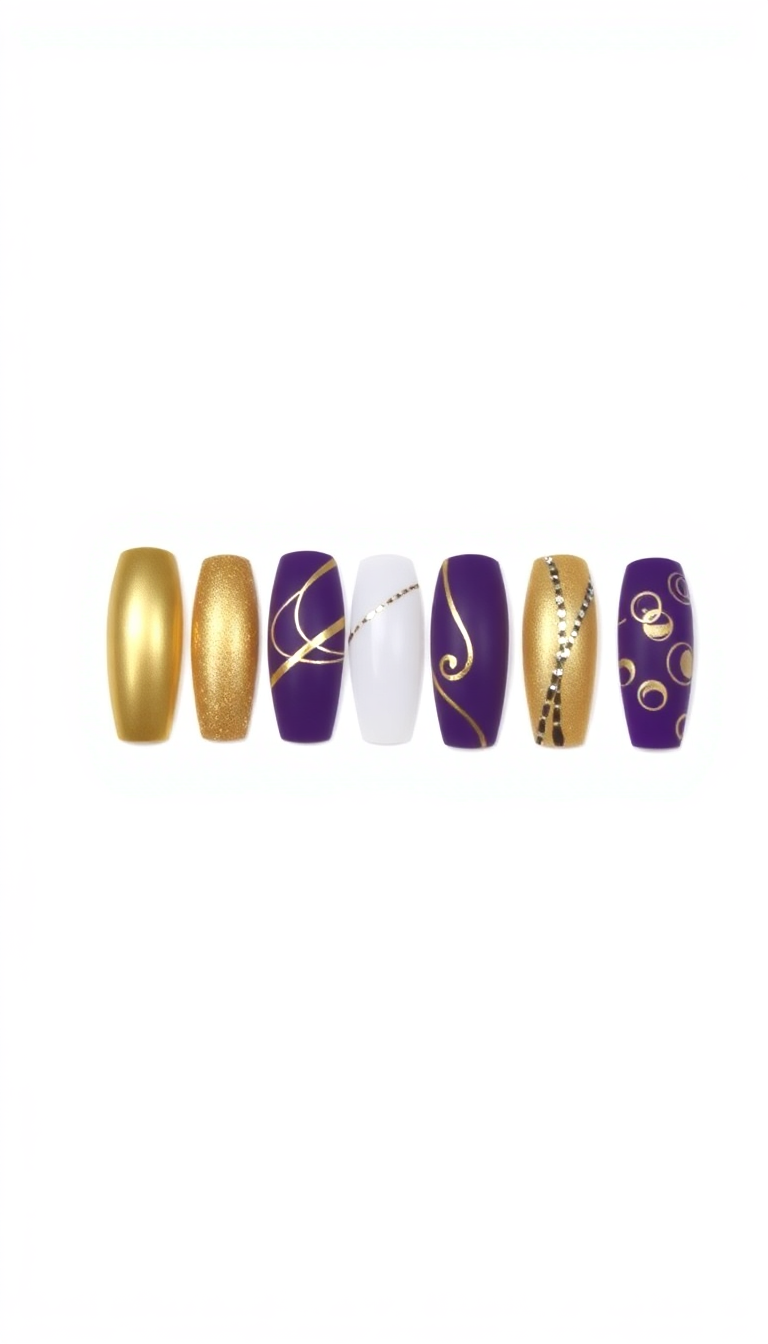 8. Metallic Gold and Matte Purple Mix