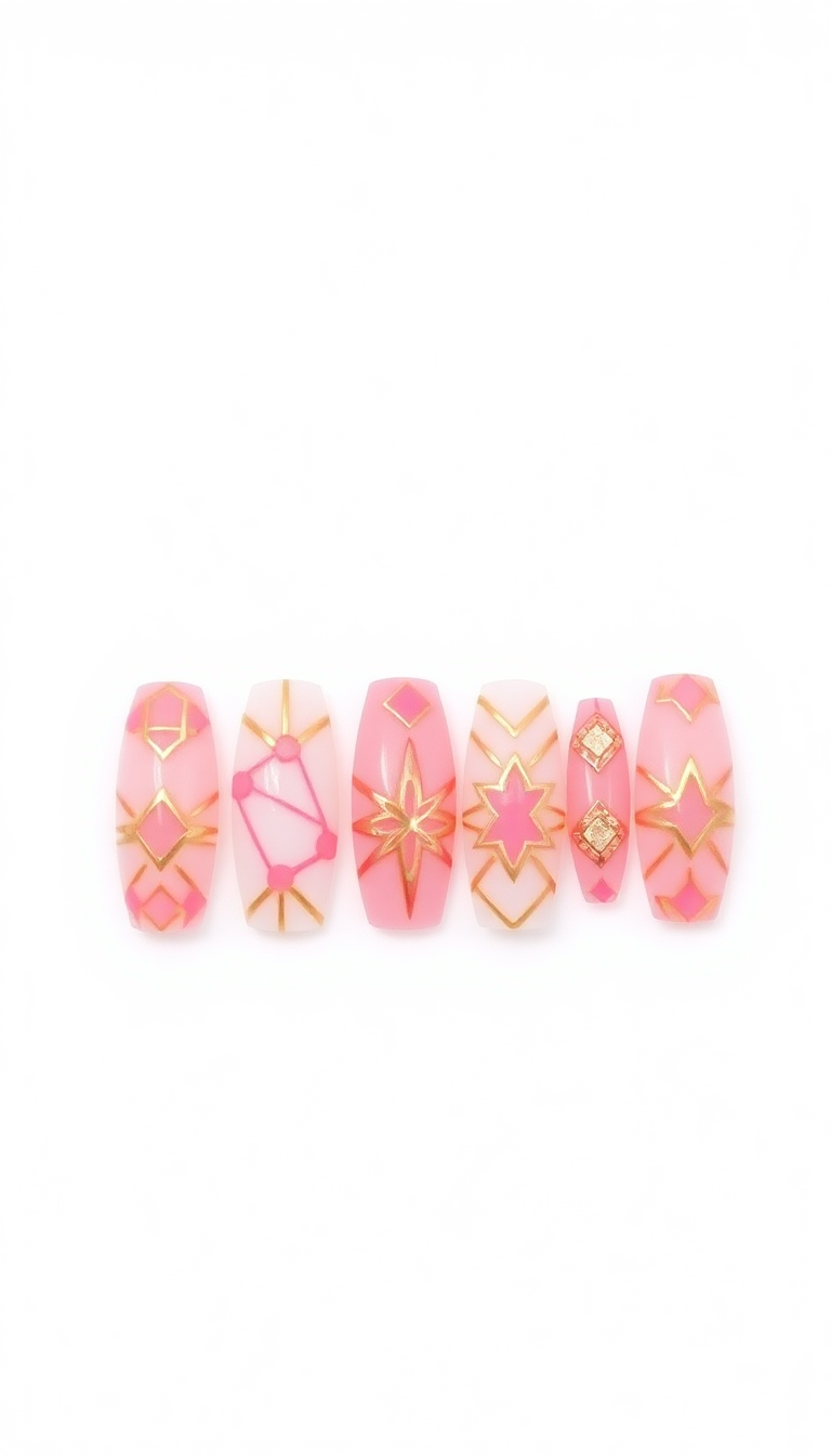 8. Pink and Gold Geometric Patterns