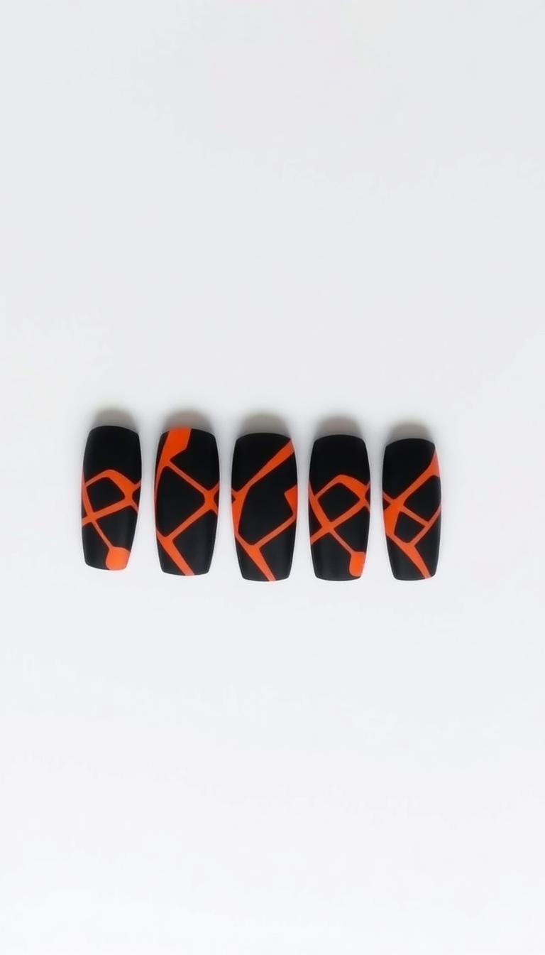 9. Chic Matte Black and Orange Contrast