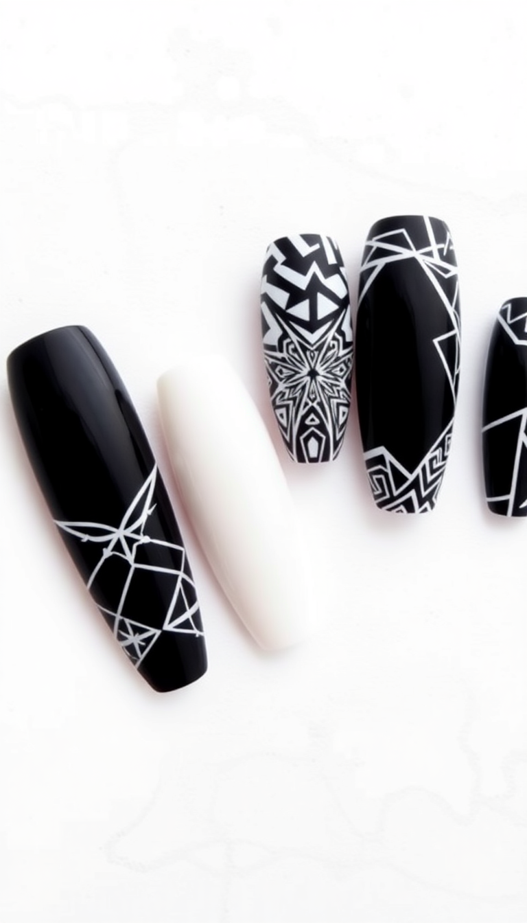 9. Edgy Geometric White Patterns