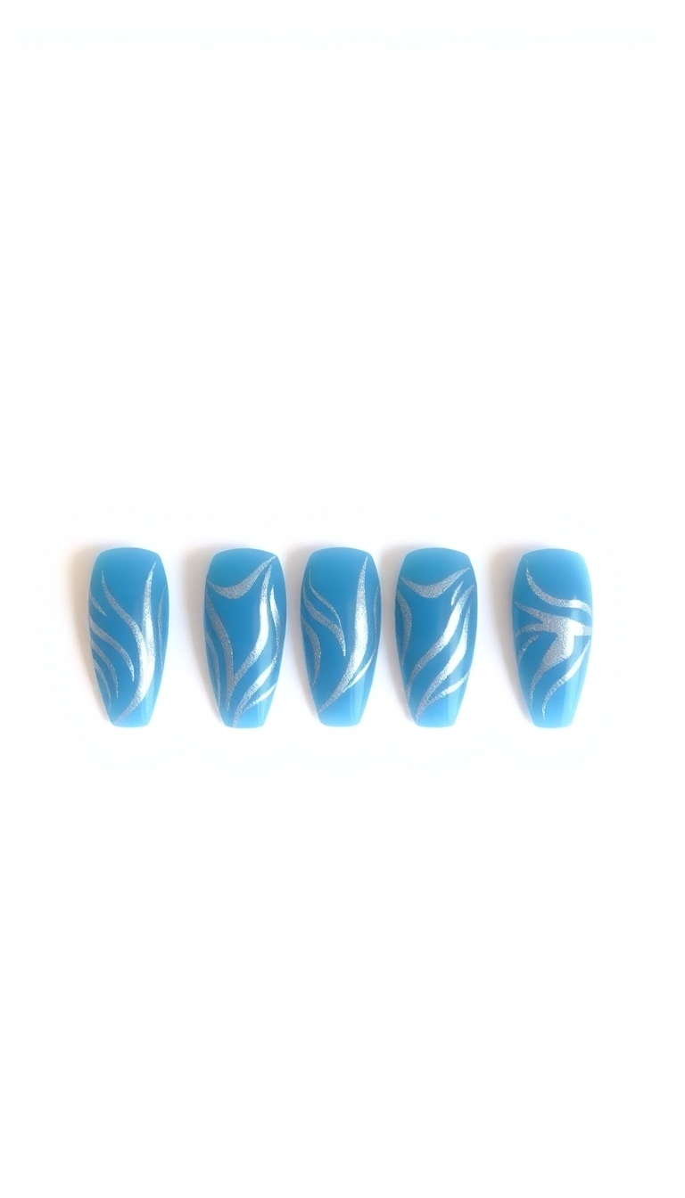 9. Winter Blue Zebra Nails