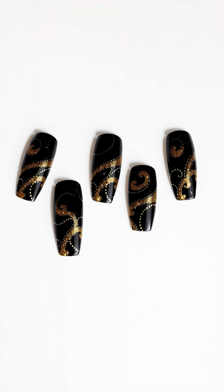 Black and Gold Nails