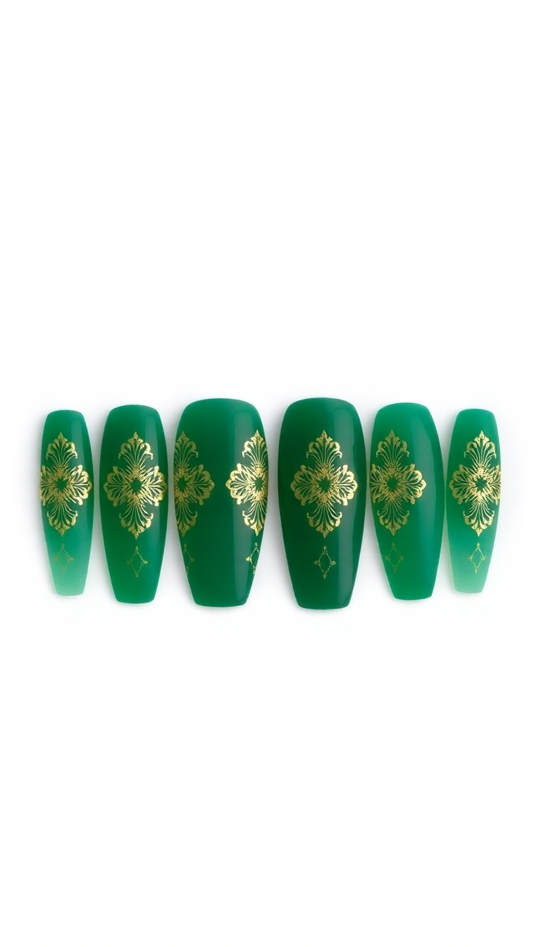 Green and Gold Nails