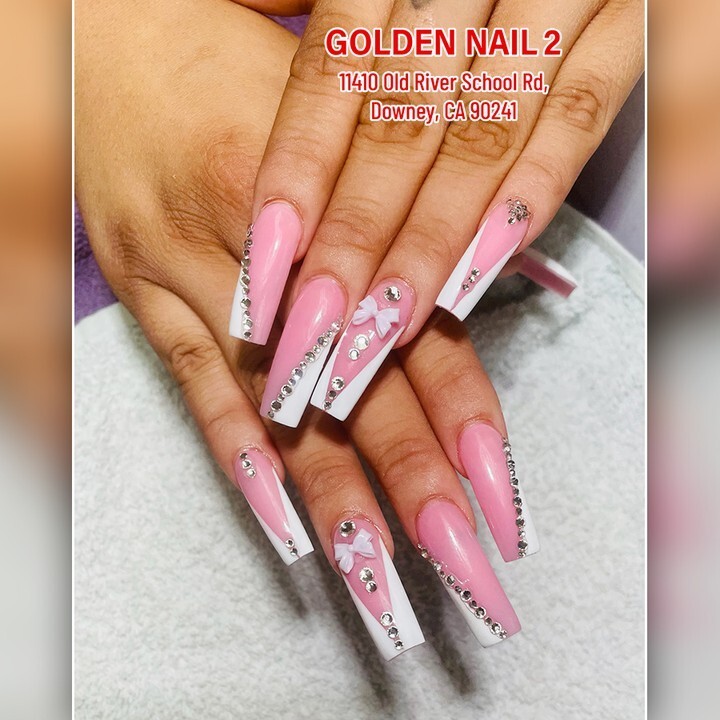 Pink and White Nails