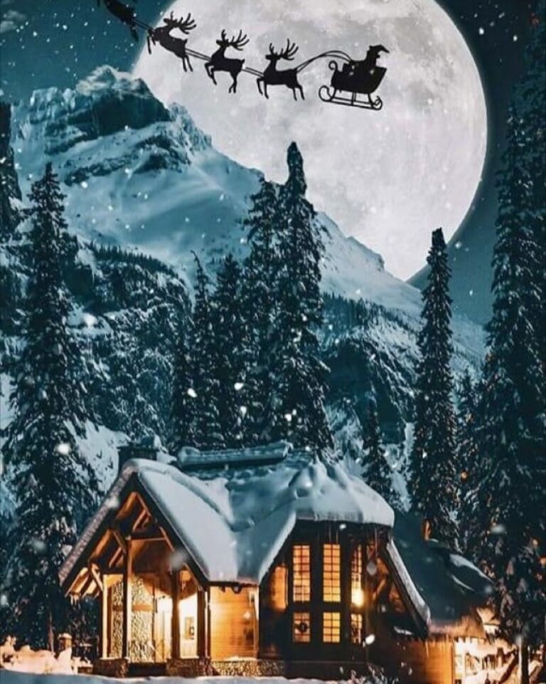 Snowy Cabin Scene