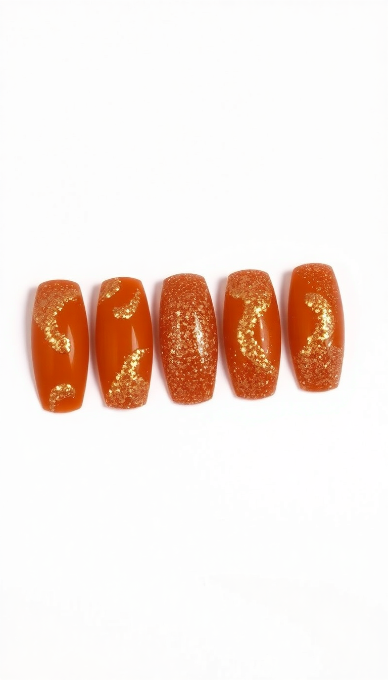 Sparkly Orange Nails