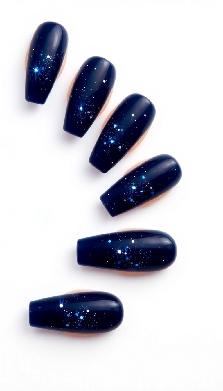 11. Sparkle Like the Stars - Night Sky Nail Art