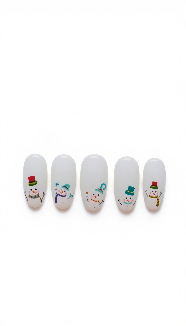 16. Snowman Fun Nail Art