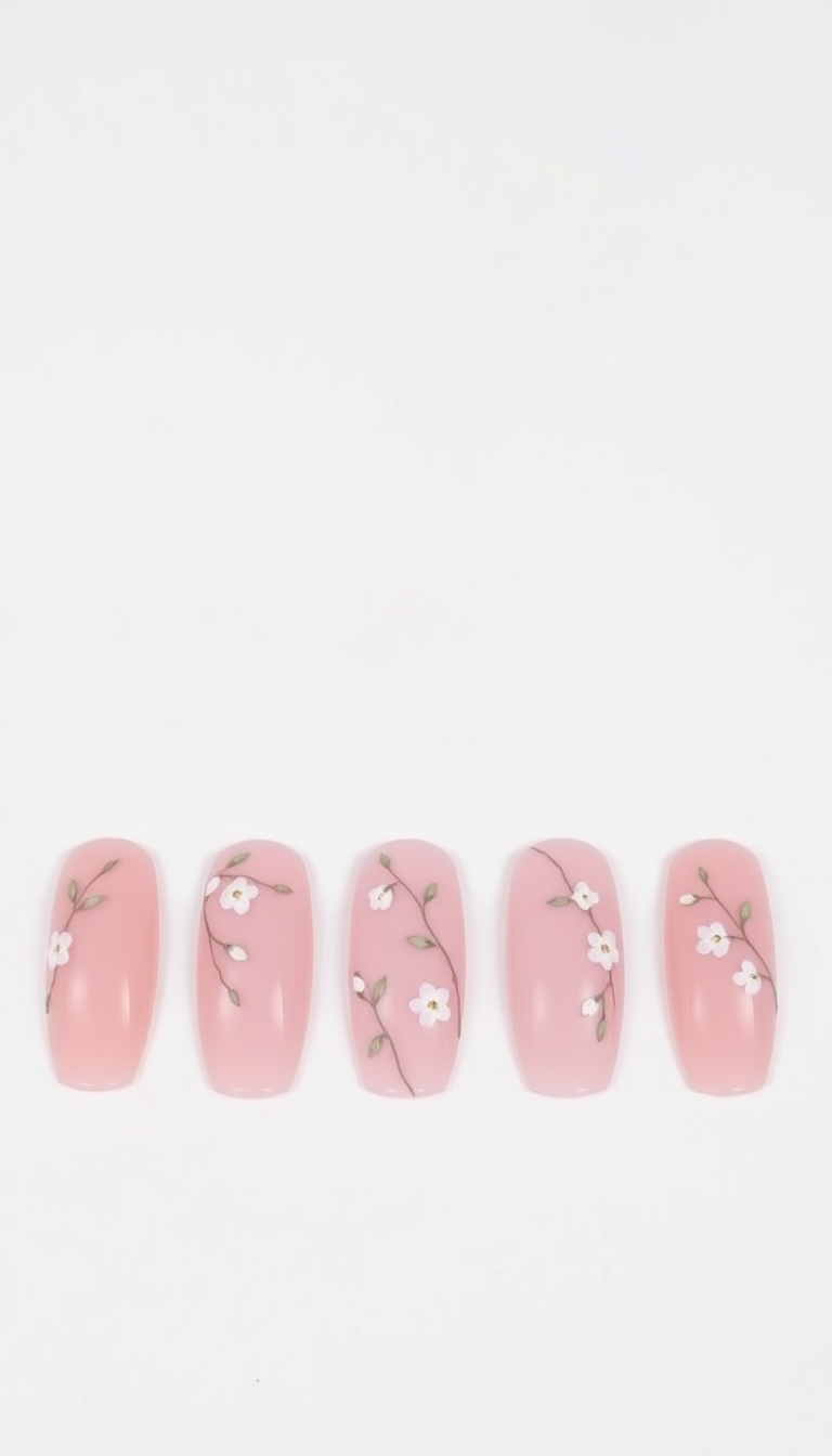 3. Soft Pink with Delicate Floral Art