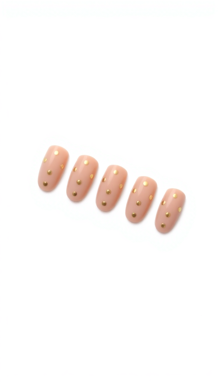 5. Metallic Dots on Nude Nails