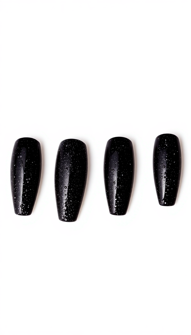 5. Sparkling Black Glitter Nails