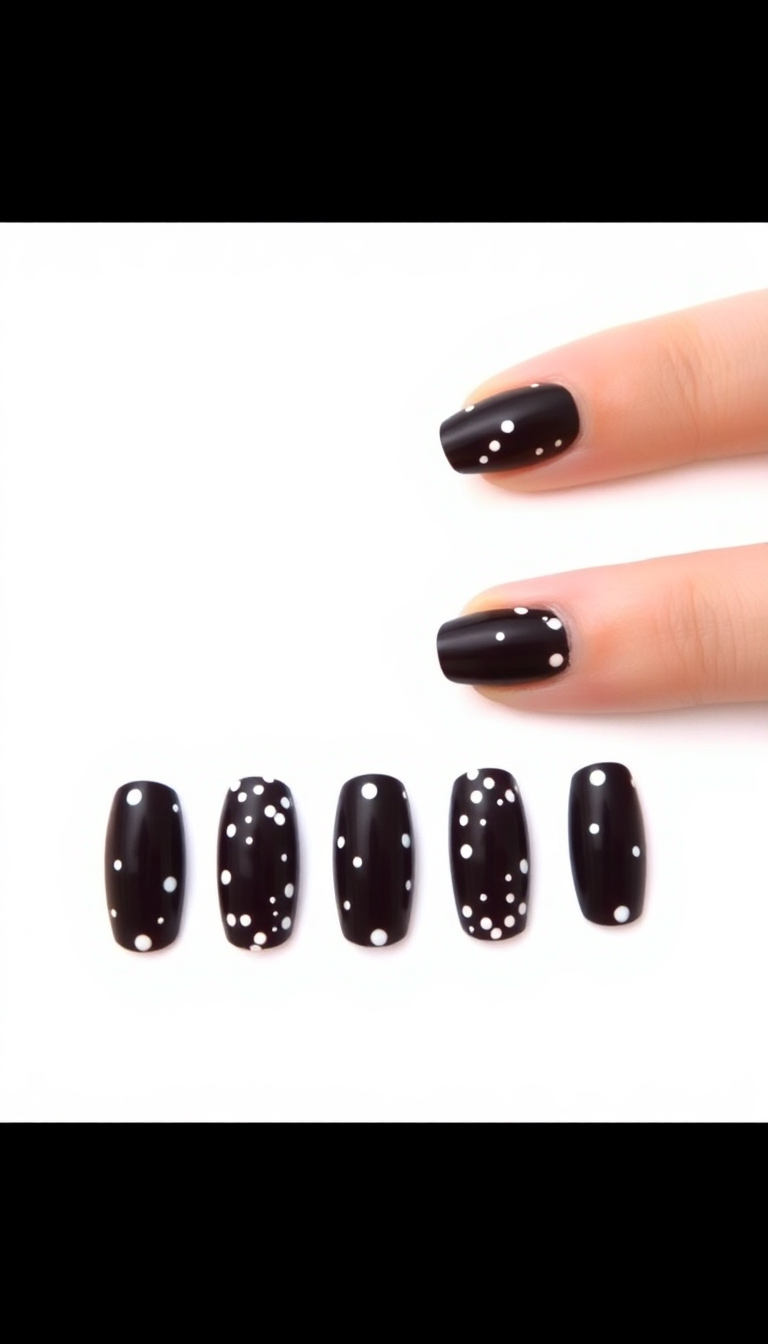 7. Minimalist White Dots on Dark Polish