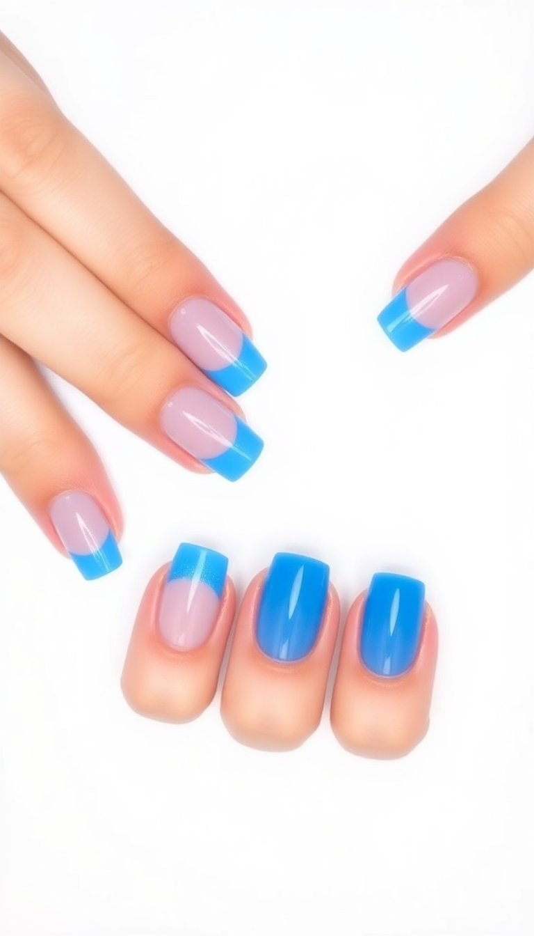 8. Cool Blue French Tips