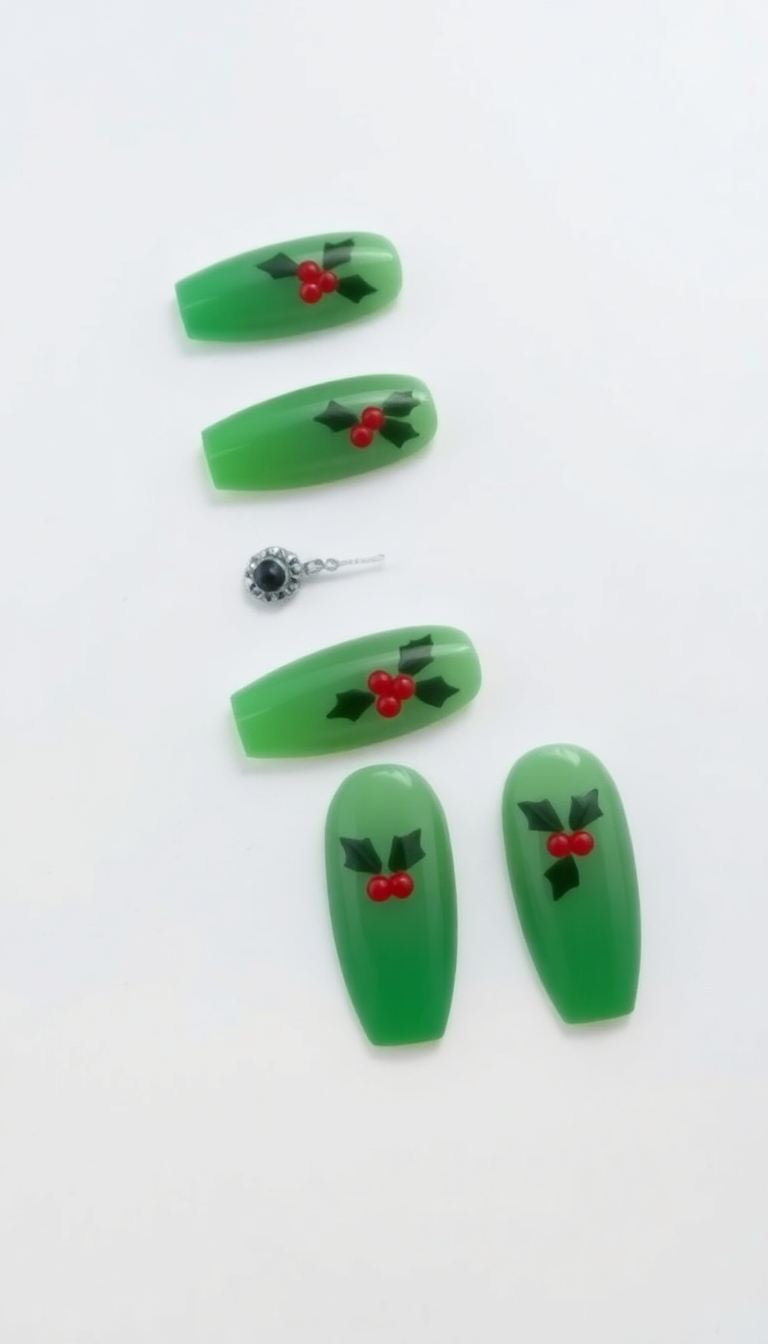 9. Glossy Green Holly Accents