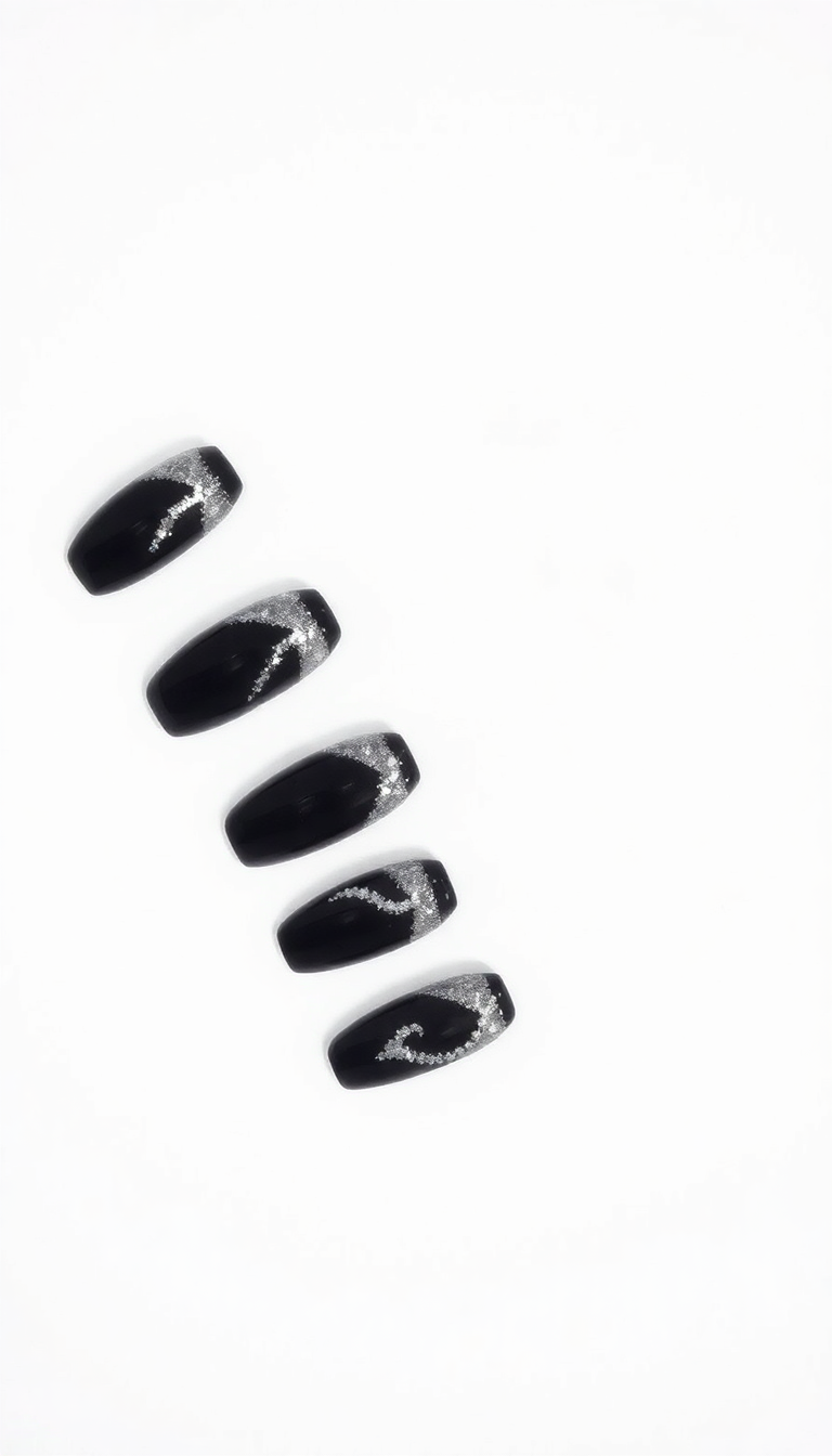 Black and Silver Nails