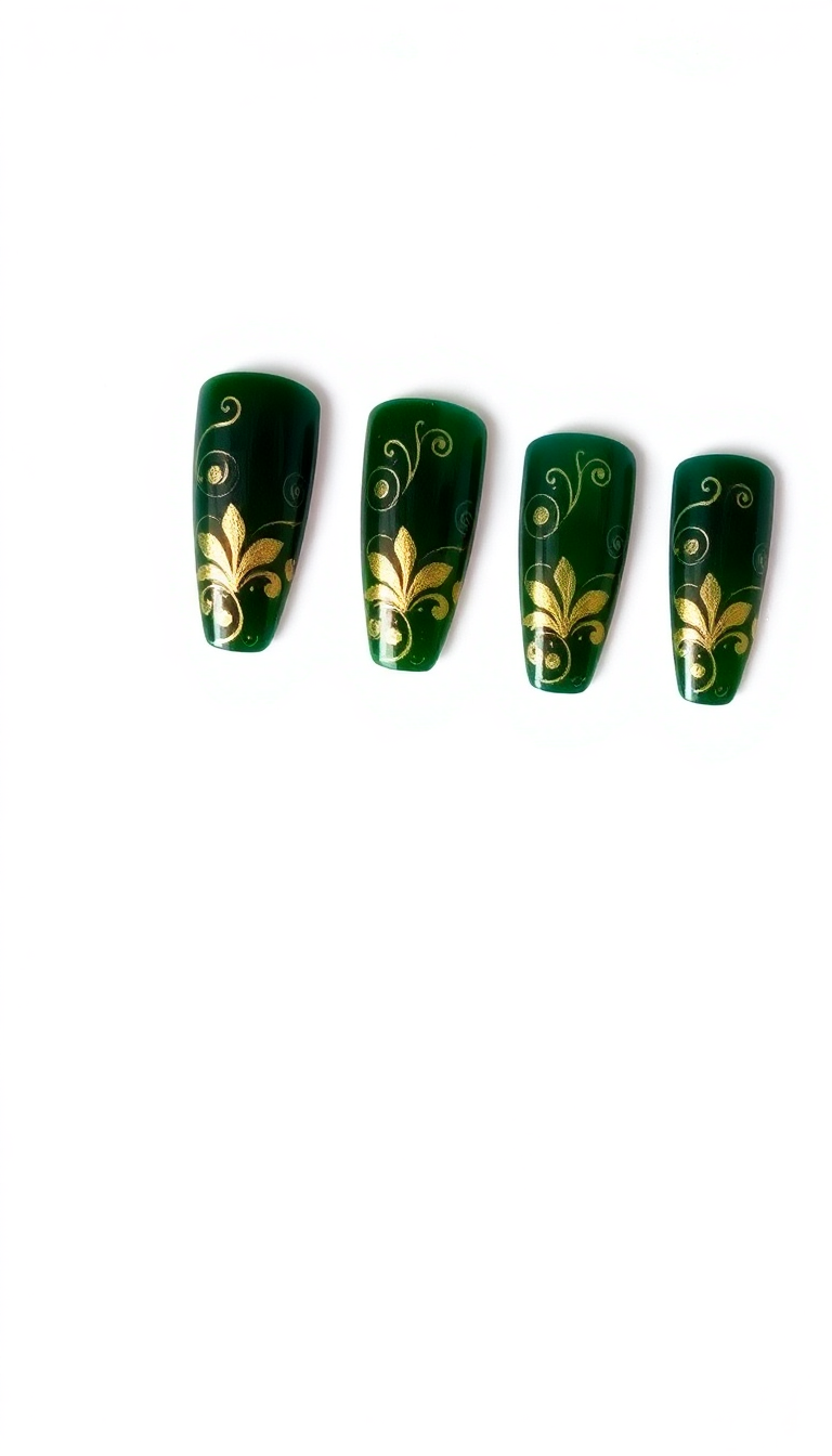 Green and Gold Nails