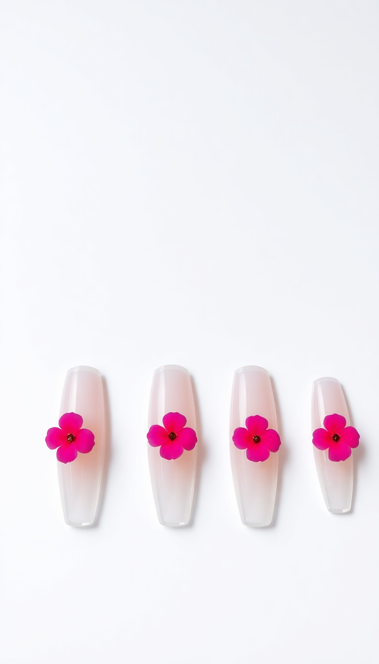 10. Neon Pink Flower Highlights on Clear Acrylic