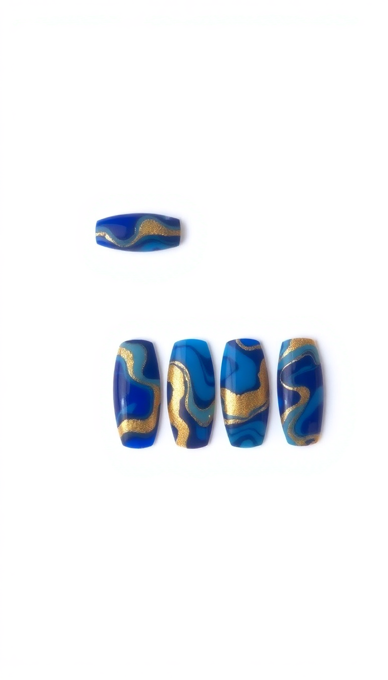 10. Royal Blue and Gold Marble Majesty