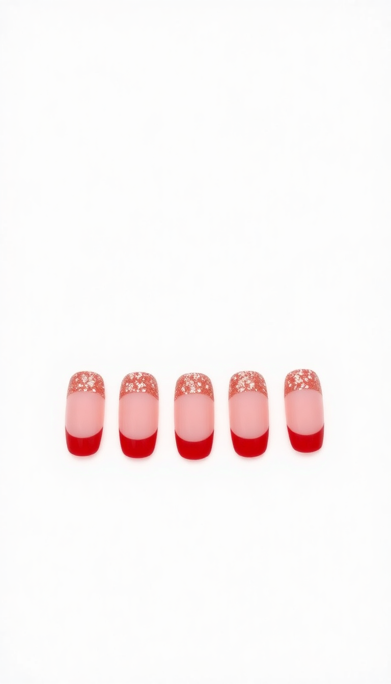 10. Scarlet Sparkle French Manicure