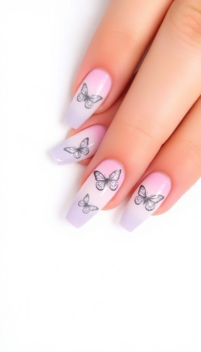 10. Soft Gradient with Delicate Butterflies