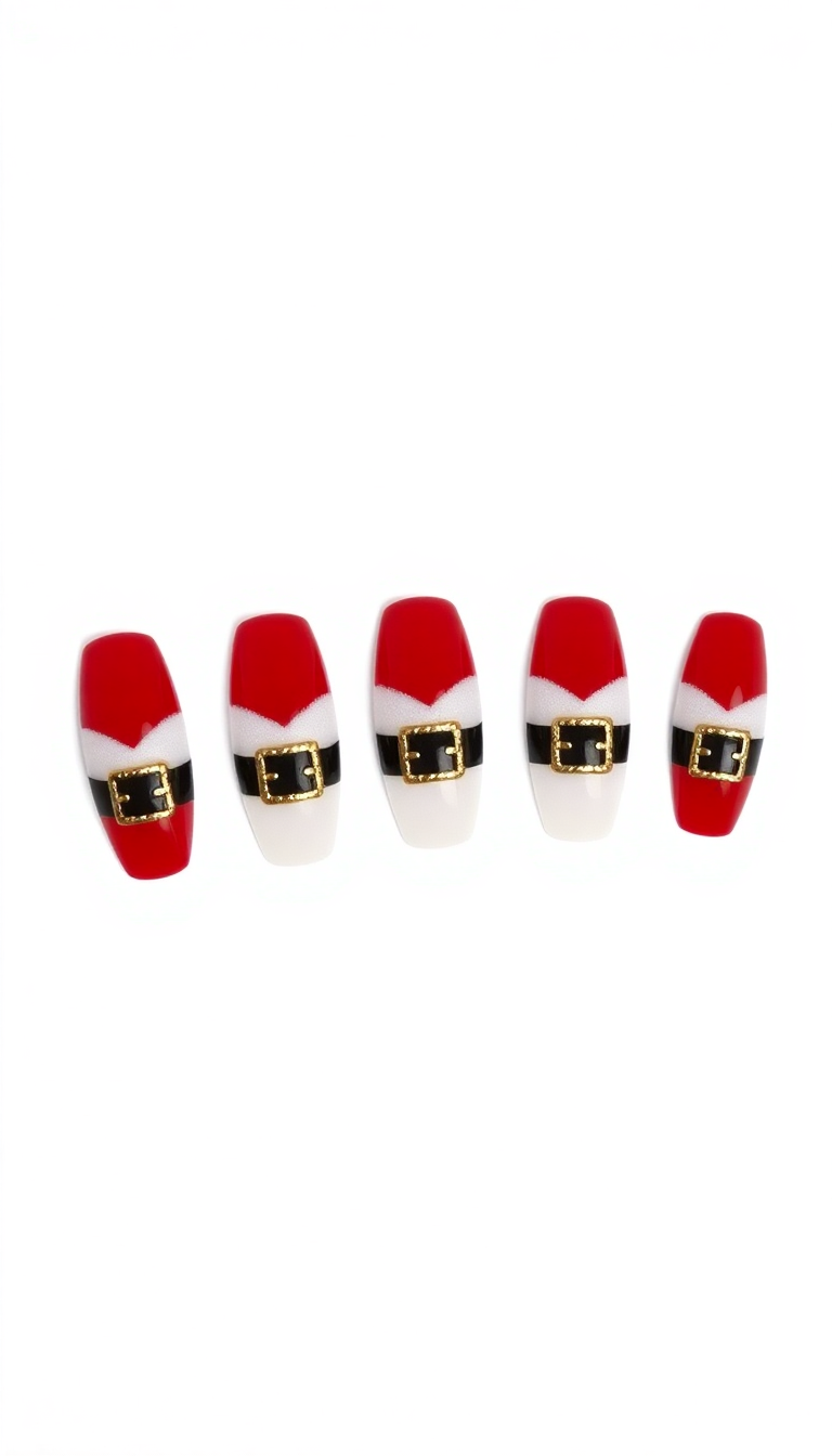 11. Santa Belt Detailed Nails