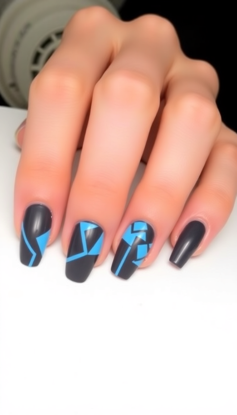 11. Sleek Charcoal with Icy Blue Accents