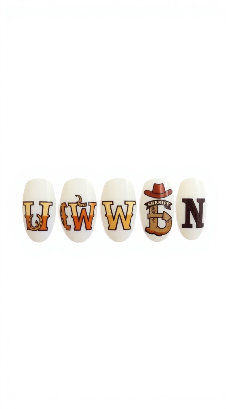 12. Western Typography Nails