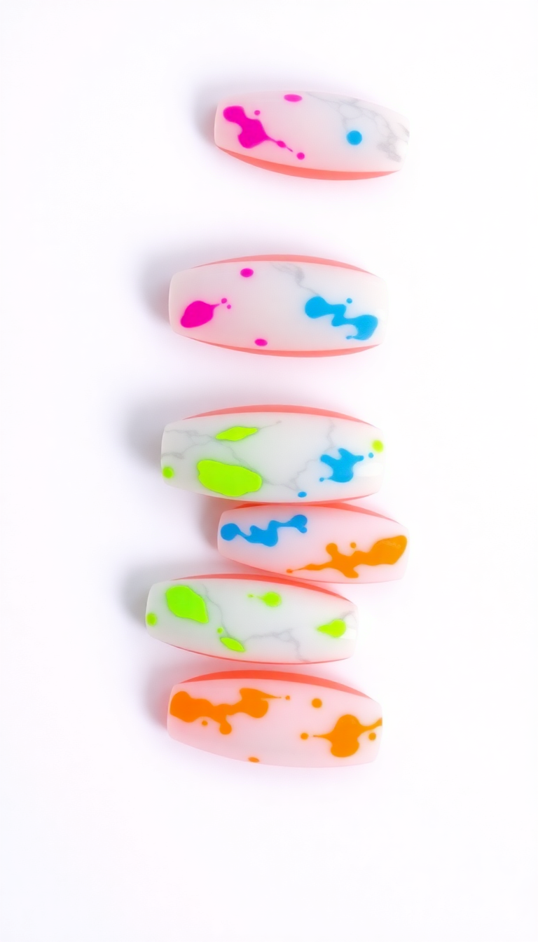 13. Neon Splash on White Marble