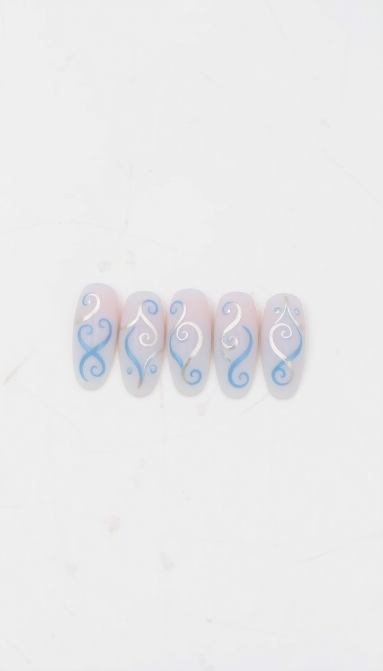 13. Soft Blue and Silver Swirls