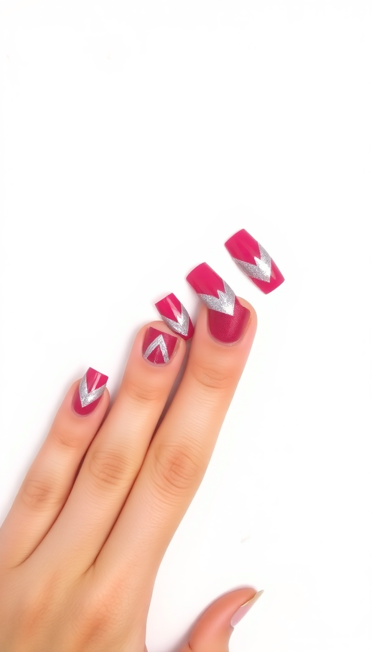 14. Deep Pink with Chevron Patterns