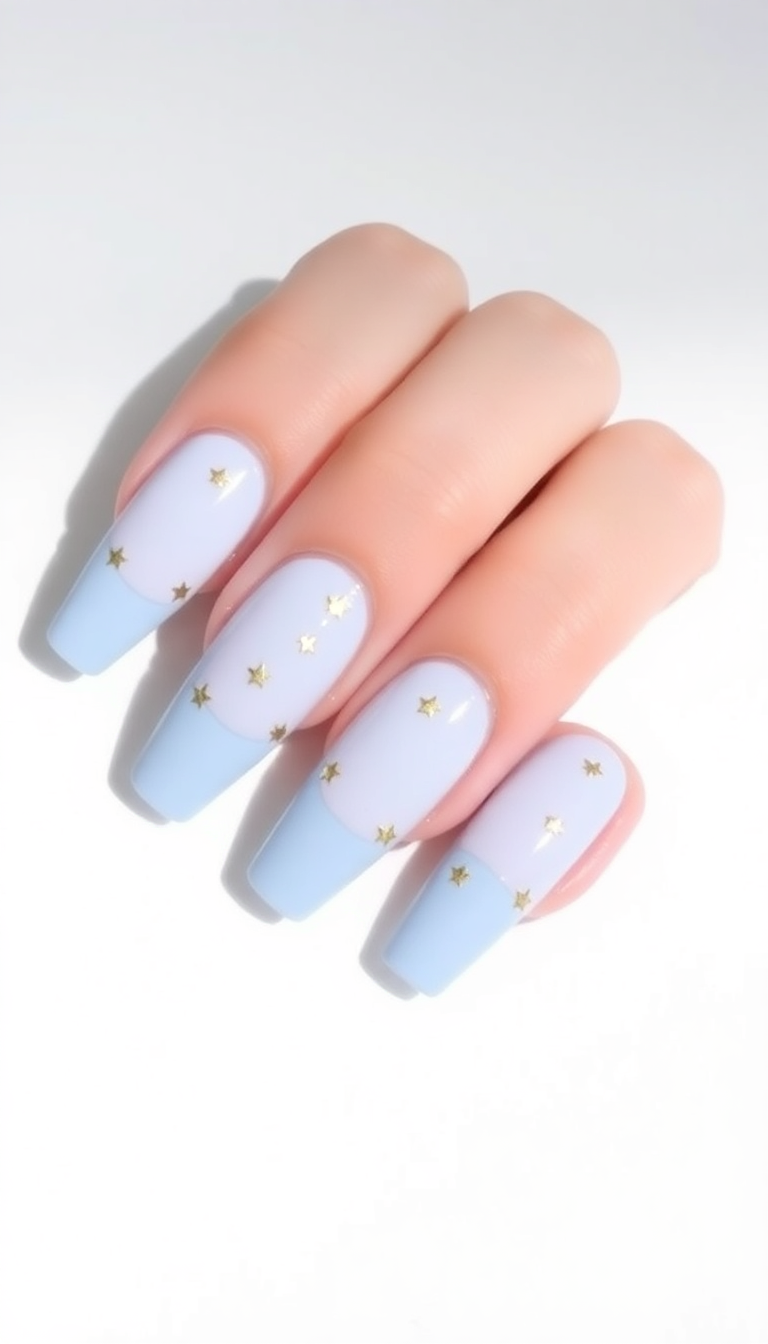 15. Pastel Blue and Golden Stars