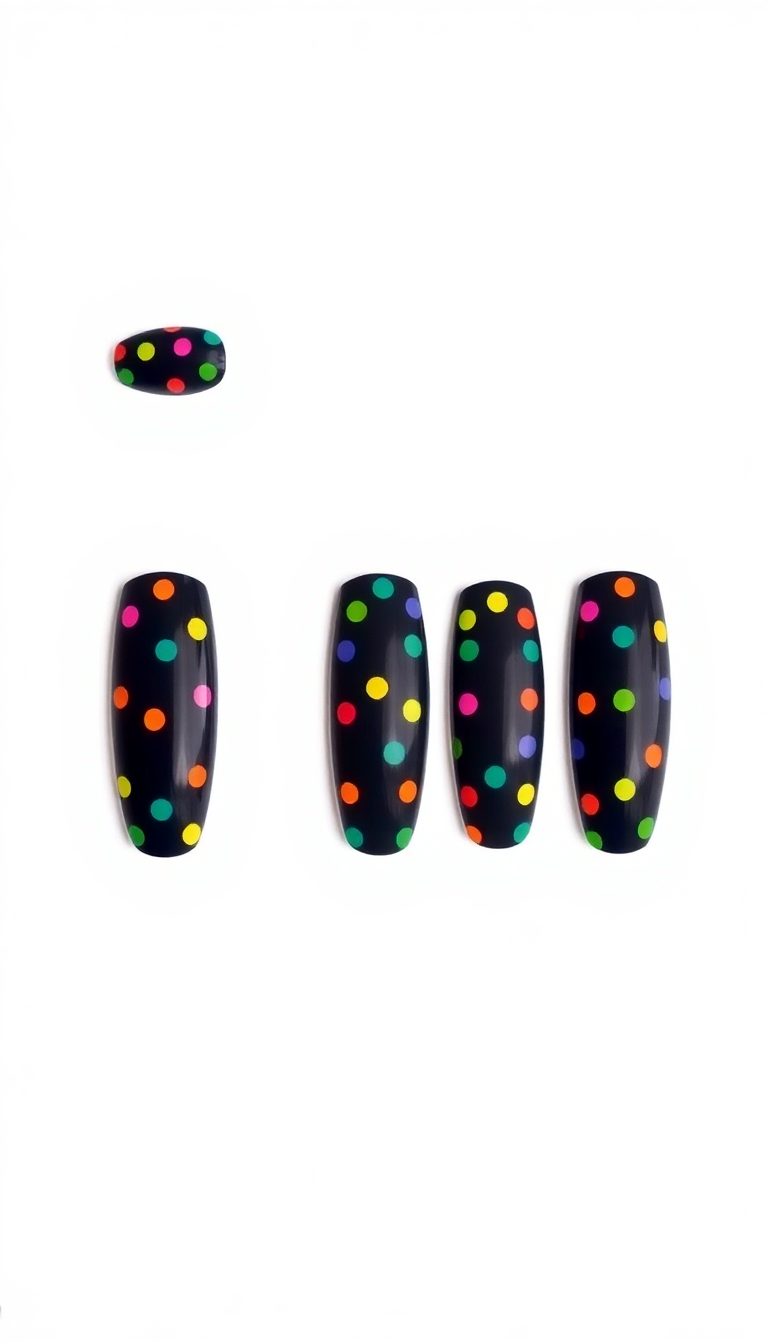 16. Rainbow Polka Dots on Dark Base