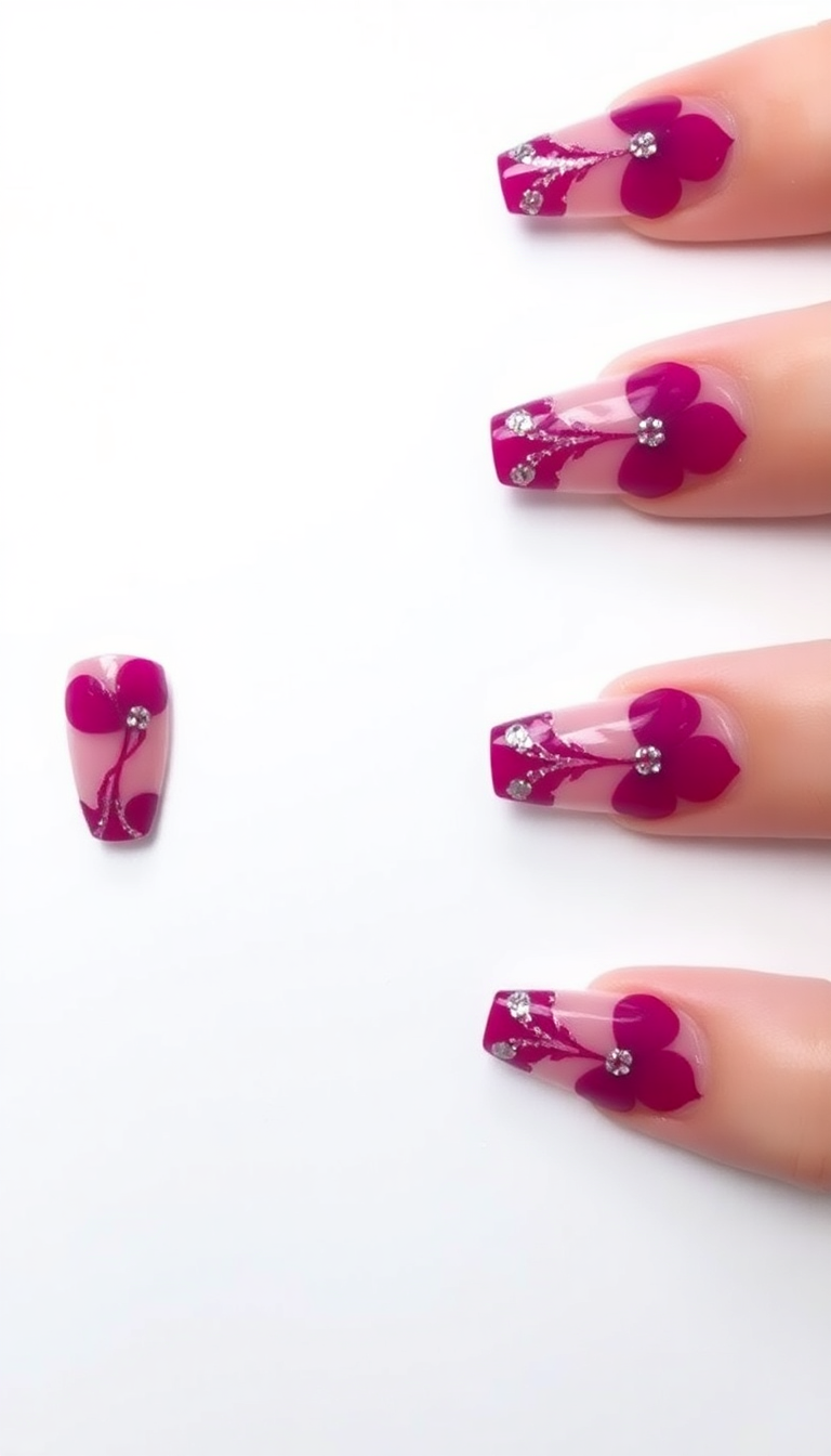 2. Bold Magenta Petals with Glitter Accents