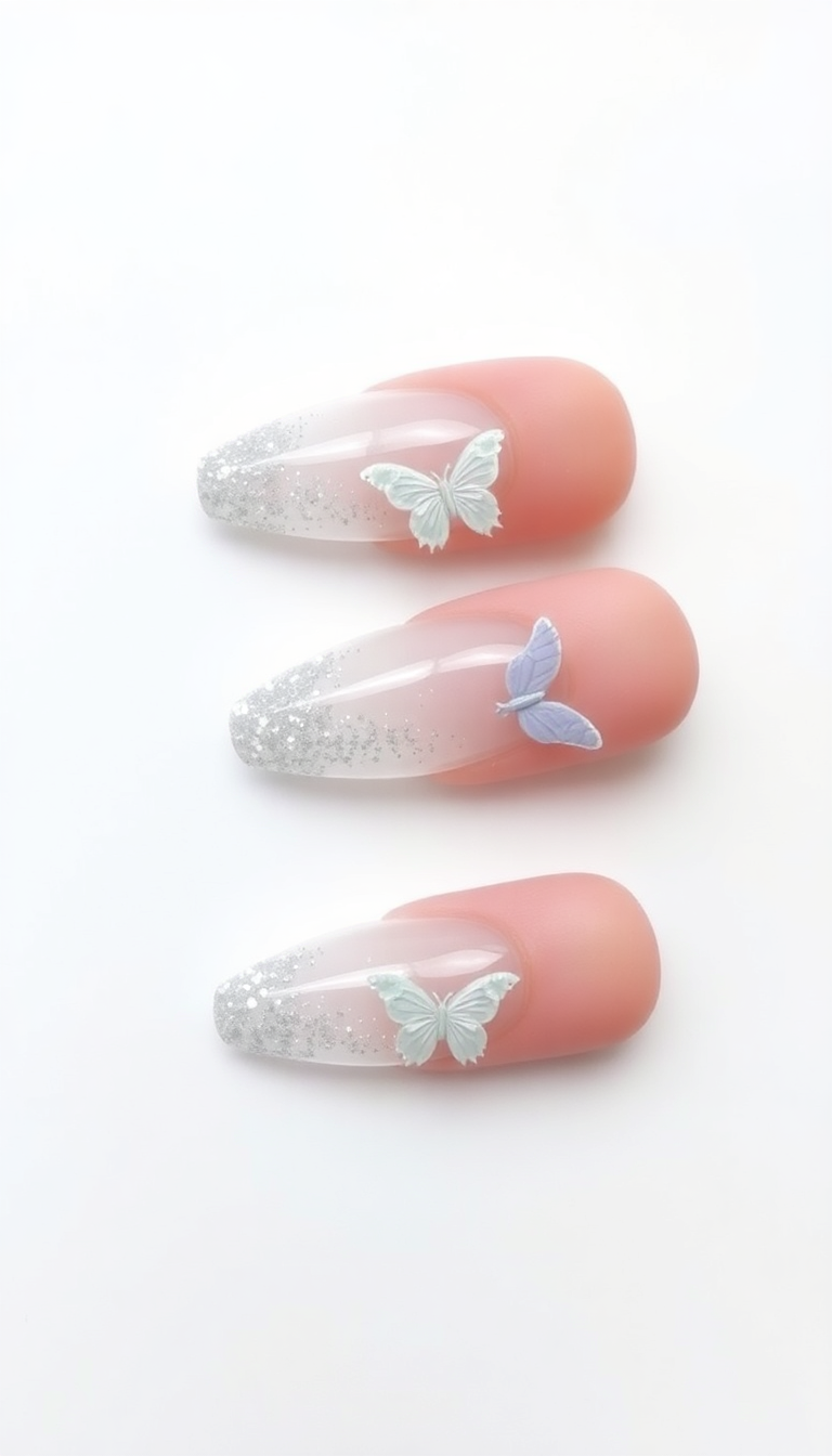 2. Glittering Butterfly Tips