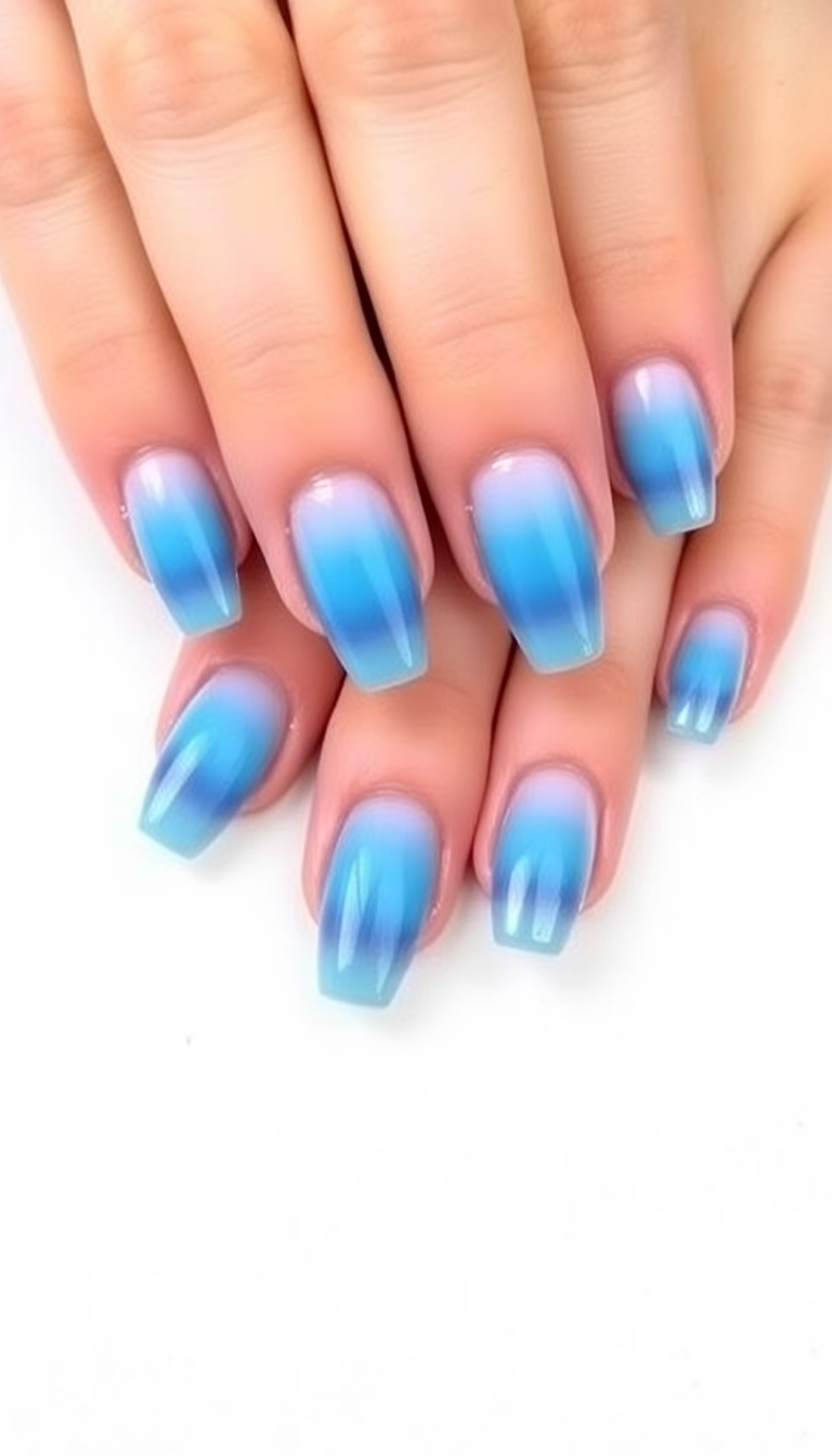 2. Icy Blue Ombré Nails