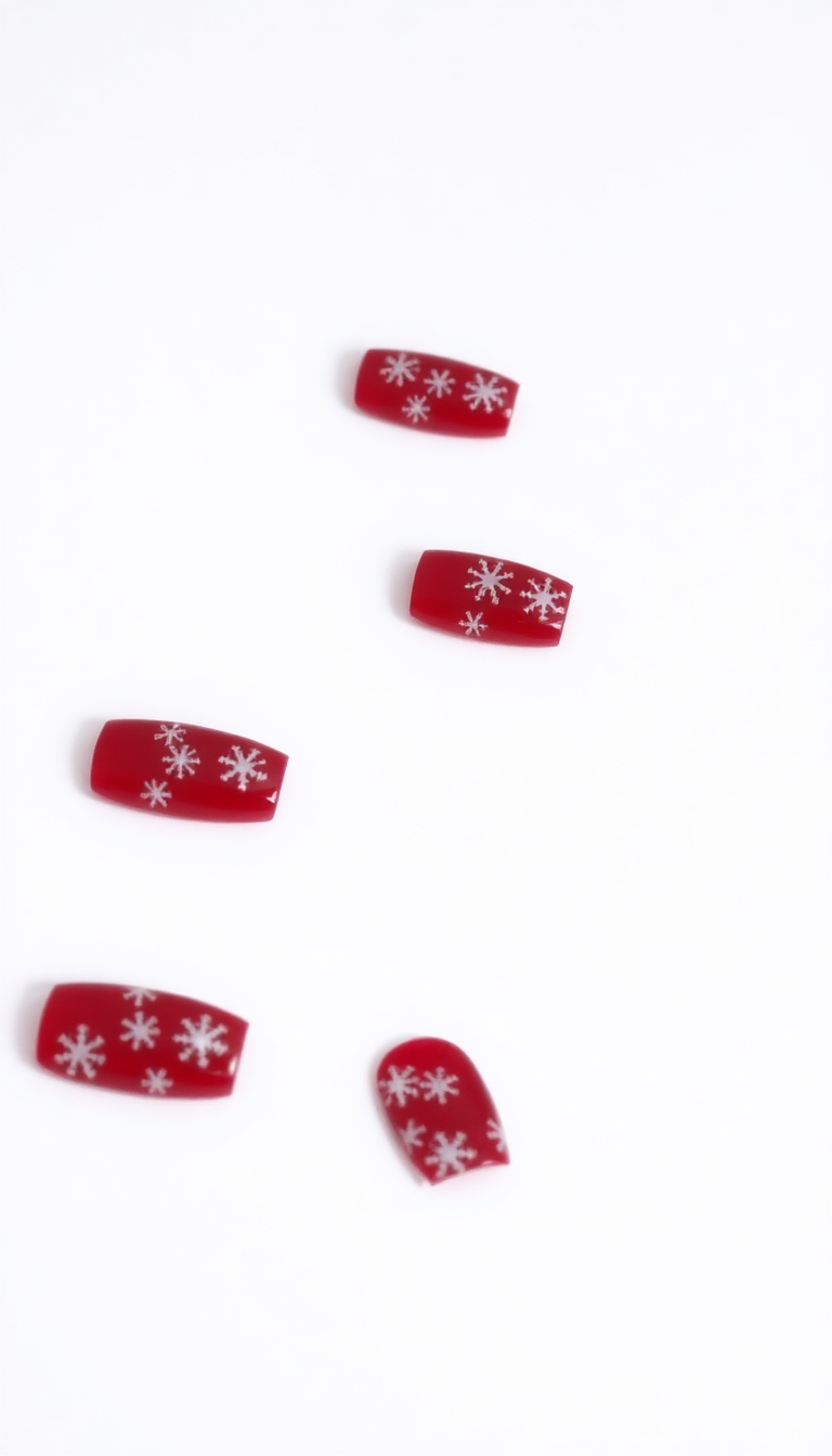 2. Snowflake Accents on Crimson