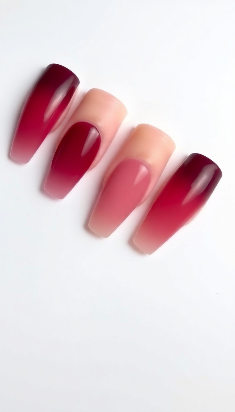 5. Burgundy and Nude Ombre