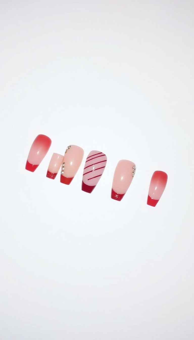 6. Bold Red French Tip Variations