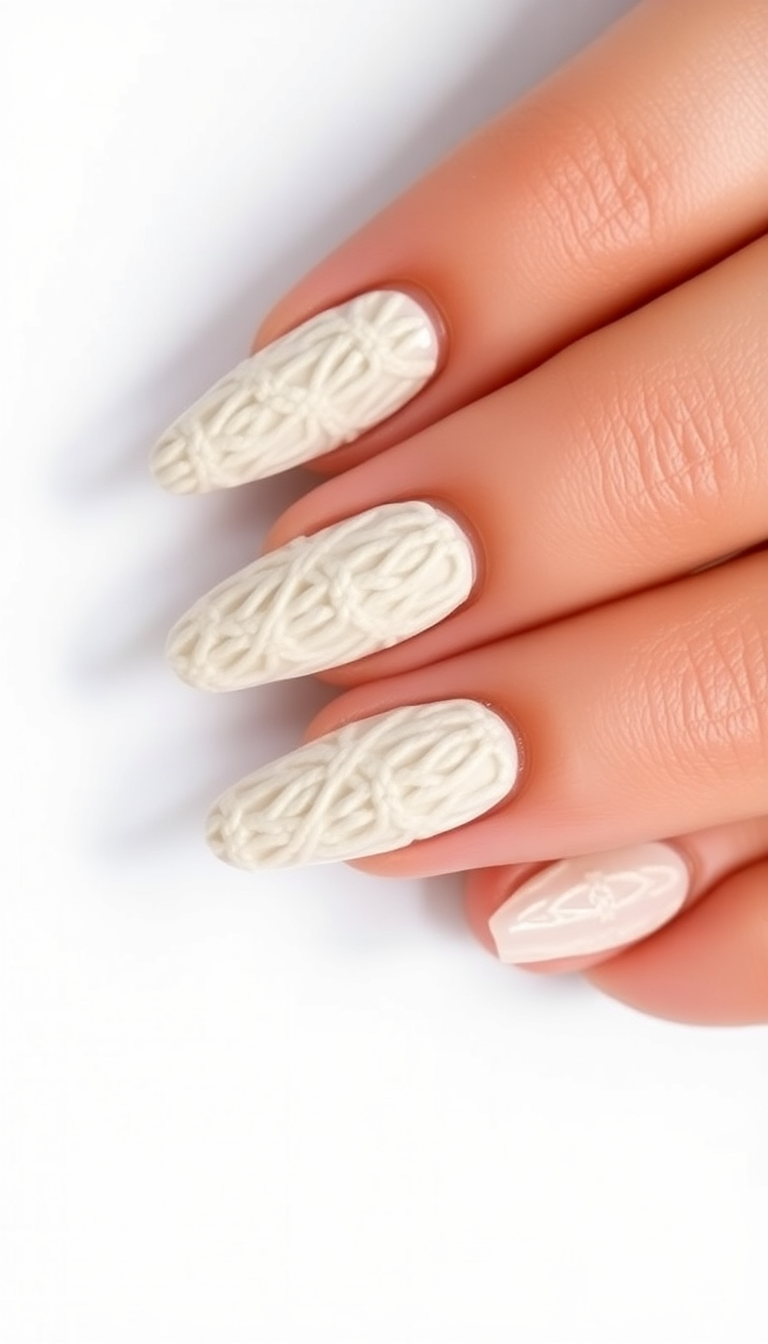 6. Cozy Sweater Nail Art