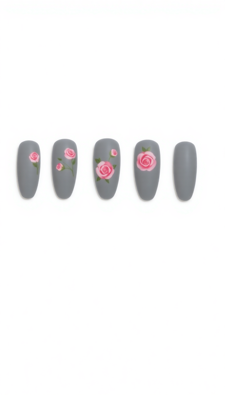 6. Subtle Pink Roses on Matte Grey