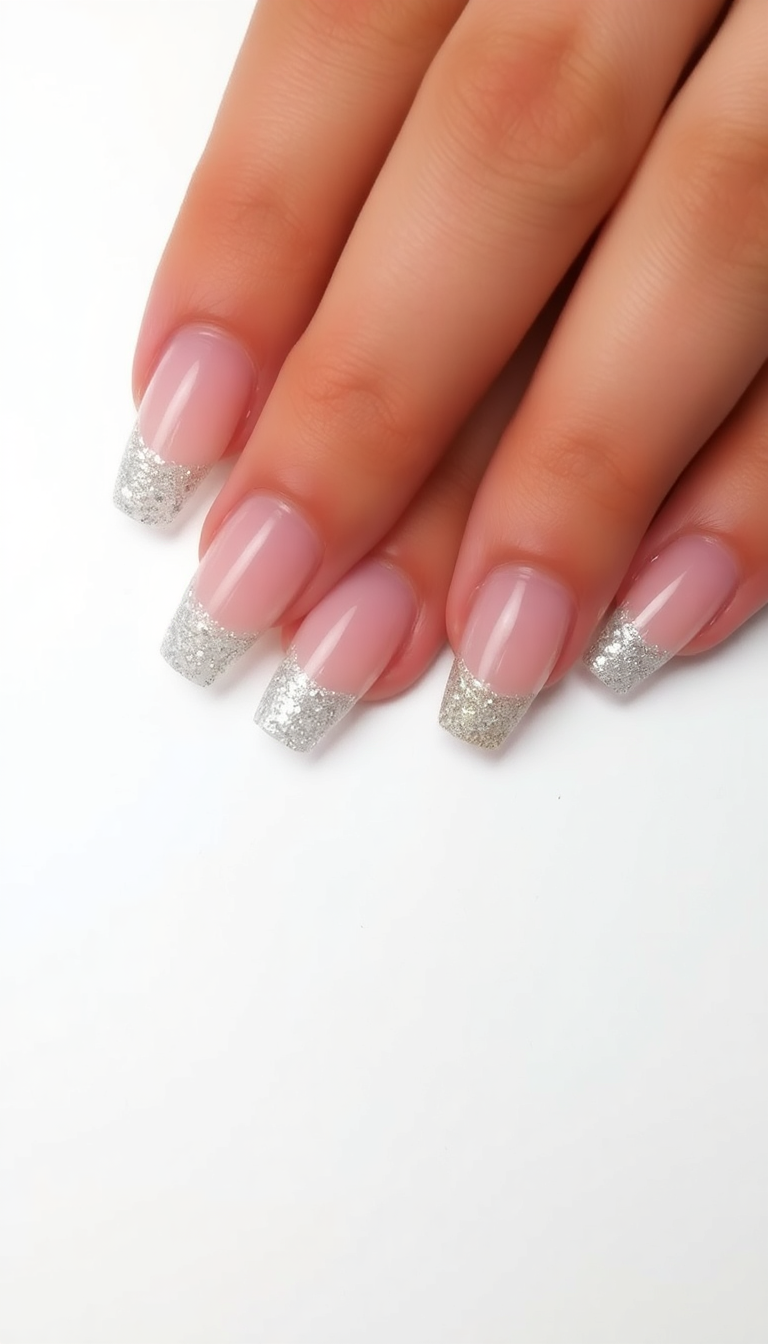 7. Glitter and Glam French Tips  