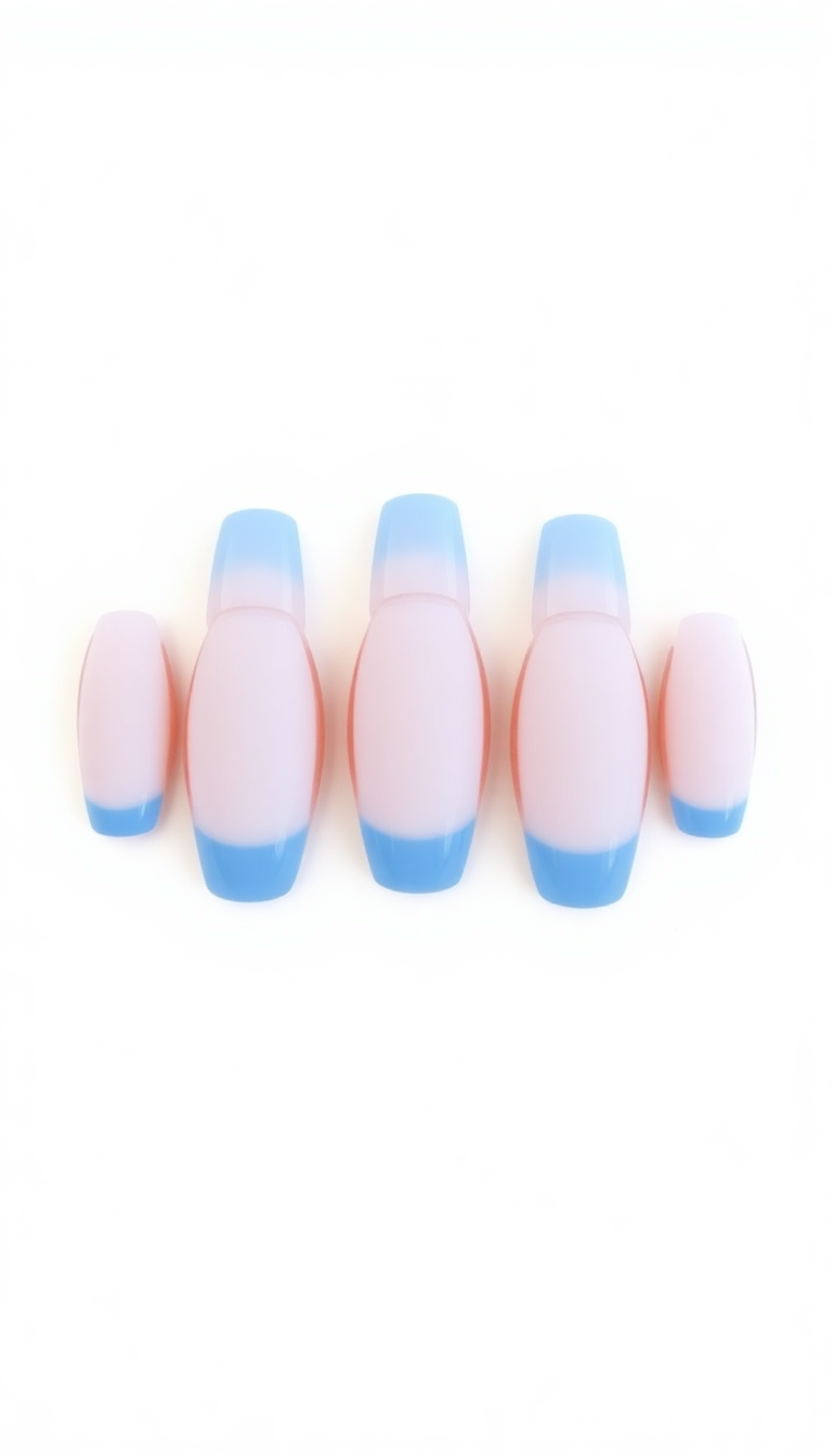 7. Winter Blue Oval French Tips