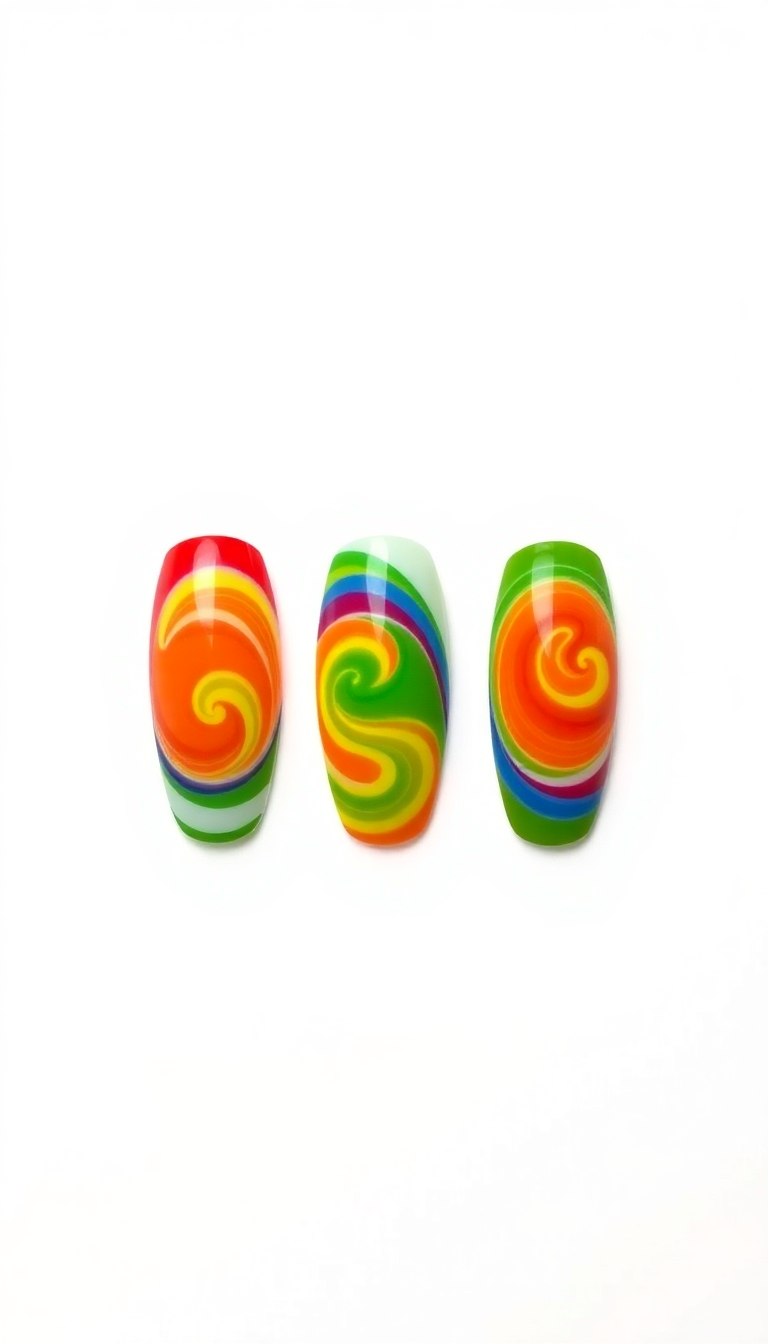 8. Bold Rainbow Swirls