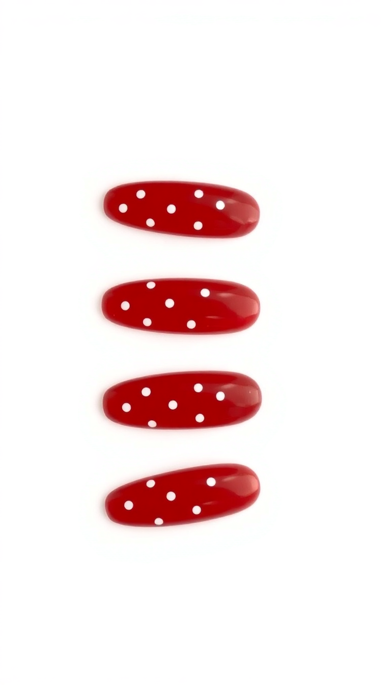 8. Deep Red with White Polka Dots