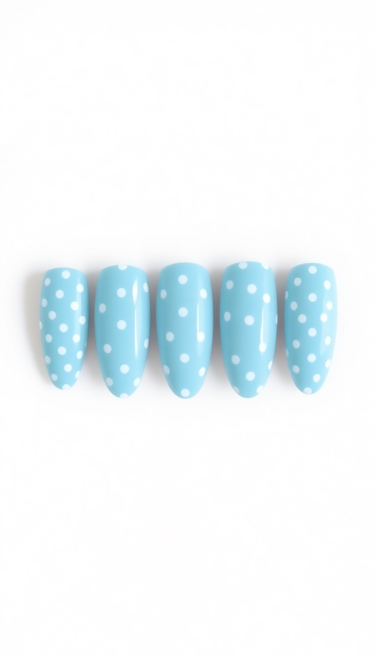 9. Baby Blue and White Polka Dots