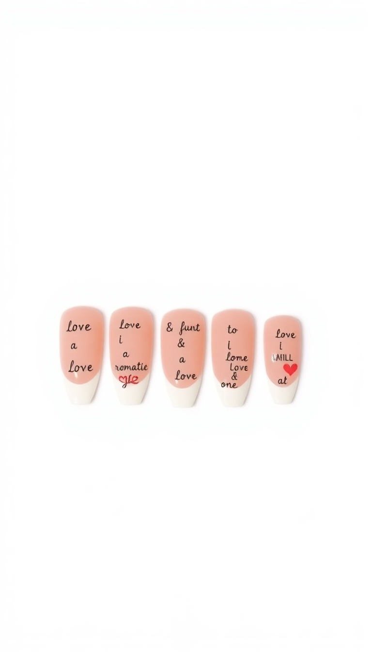 9. French Tips with Love Letters