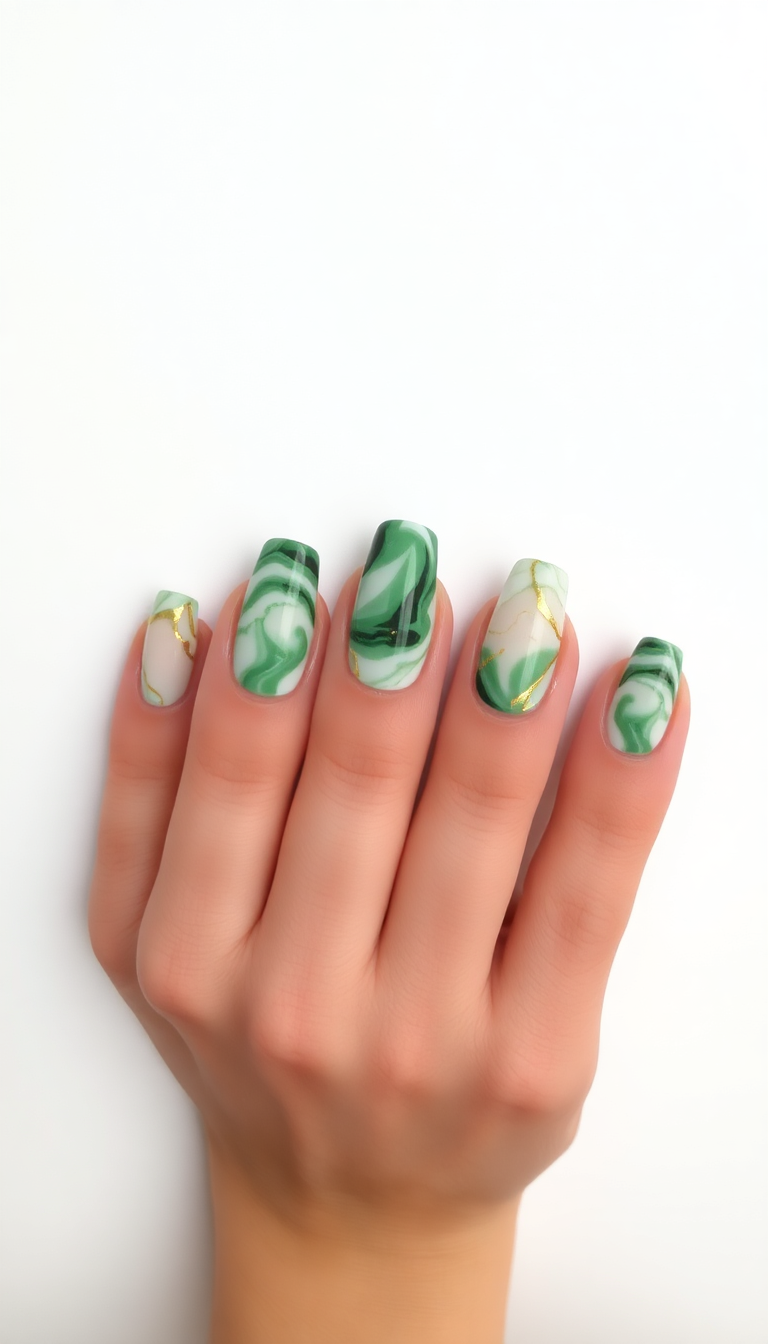 9. Lush Green Marble Elegance